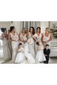 Sleeveless V-Neck Soft Chiffon Champagne Long Bridesmaid Dress Cardiff