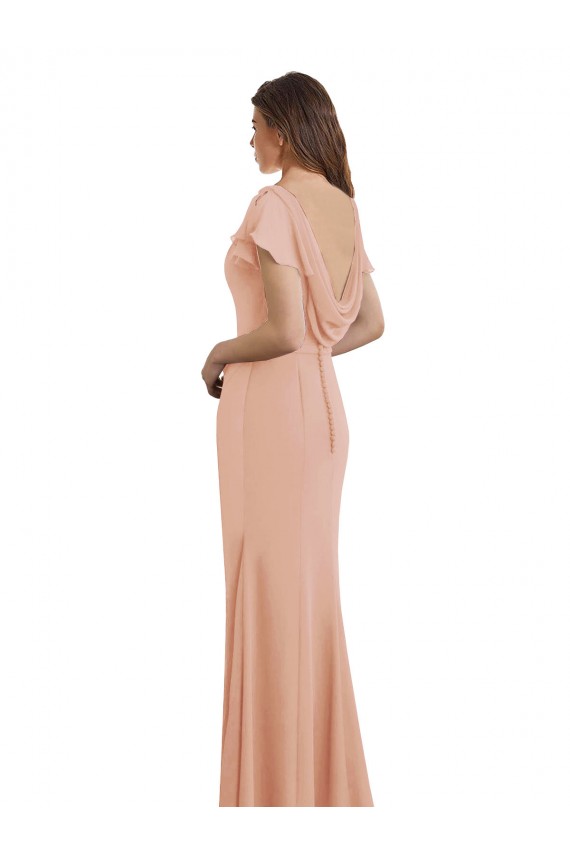 Sleeveless High Neck Soft Chiffon Bliss Pink Long Prom Dress / Bridesmaid Dress Cardiff