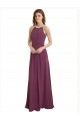 Sleeveless High Neck Chiffon Long Bridesmaid Dress / Evening Gowns Cardiff