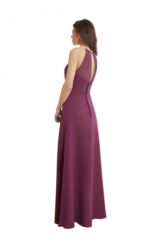 Sleeveless High Neck Chiffon Long Bridesmaid Dress / Evening Gowns Cardiff