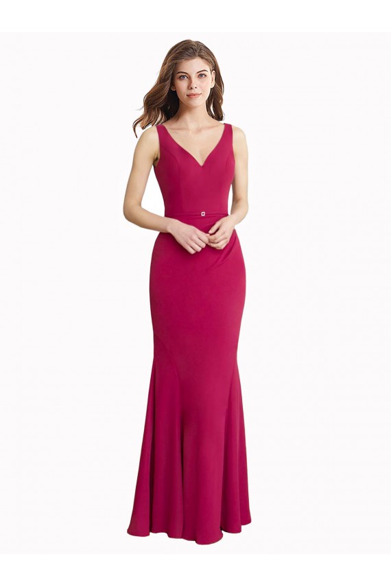 Sleeveless High Neck Soft Chiffon Red Long Prom Dress / Bridesmaid Dress Cardiff