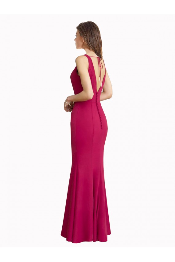 Sleeveless High Neck Soft Chiffon Red Long Prom Dress / Bridesmaid Dress Cardiff