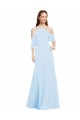 Cold Shoulder Halter Neck Soft Chiffon Light Sky Blue Long Formal Dress / Bridesmaid Dress Cardiff