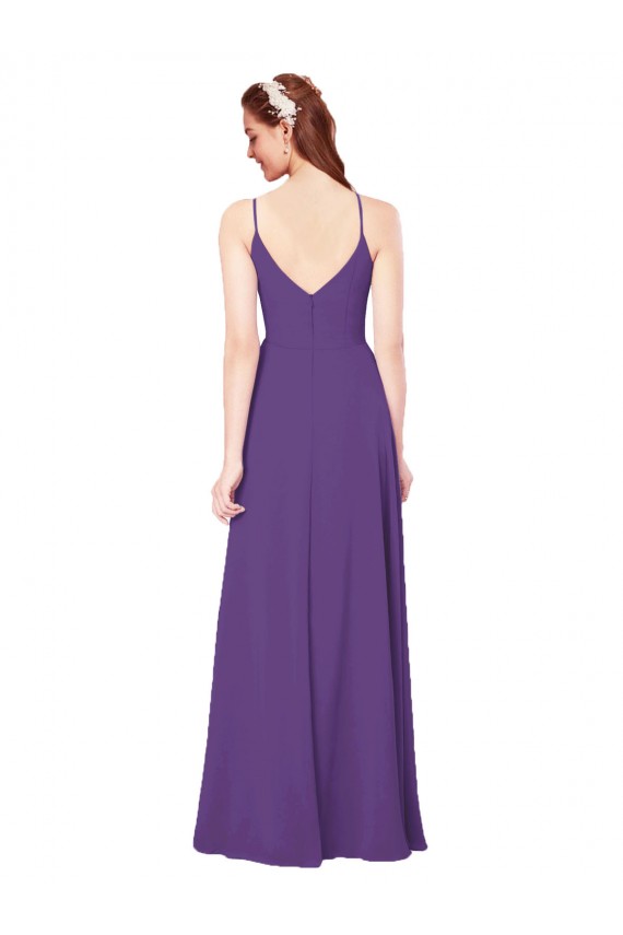 Sleeveless High Neck Soft Chiffon Plum Purple Long Bridesmaid Dress Cardiff