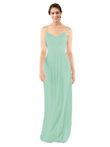 Sleeveless V-Neck Soft Chiffon Mint Green Long Bridesmaid Dress Cardiff