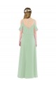 Sleeveless Off the Shoulder Soft Chiffon Sage Long Bridesmaid Dress Cardiff