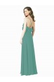 Sleeveless V-Neck Soft Chiffon Icelandic Silver Long Bridesmaid Gown Cardiff