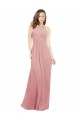 Sleeveless Halter Neck Soft Chiffon Bliss Pink A-Line Long Bridesmaid Dress Cardiff