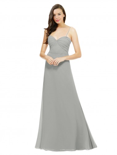 Sleeveless Sweetheart Chiffon Silver Long Bridesmaid Dress Cardiff