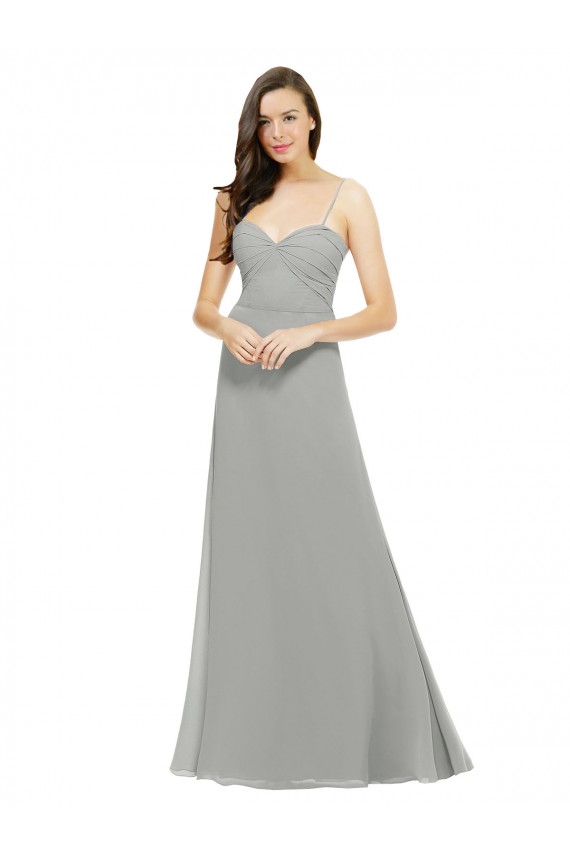Sleeveless Sweetheart Chiffon Silver Long Bridesmaid Dress Cardiff