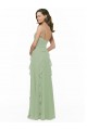 Sleeveless V-Neck Soft Chiffon Smoke Green Long Bridesmaid Dress Cardiff