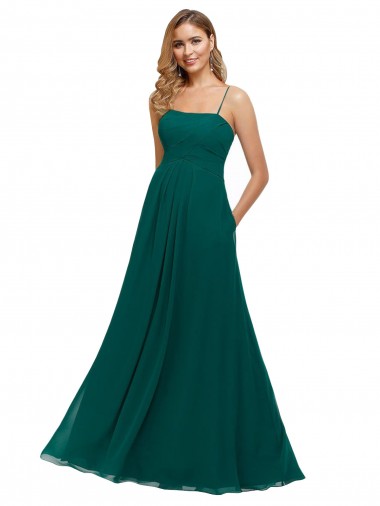 Sleeveless Square Neck Soft Chiffon Hunter Long Bridesmaid Dress Cardiff