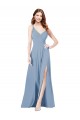 Sleeveless V-Neck Soft Chiffon Dusty Blue Long Formal Dress / Bridesmaid Dress Cardiff
