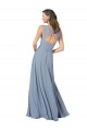 Sleeveless V-Neck Soft Chiffon Dusty Blue Long Formal Dress / Bridesmaid Dress Cardiff