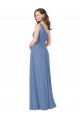 Sleeveless One Shoulder Soft Chiffon Windsor Blue Long Bridesmaid Dress Cardiff