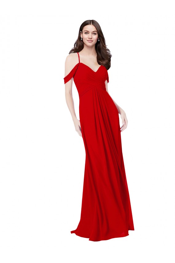 Sleeveless Sweetheart Soft Chiffon Dark Red Long Bridesmaid Dress Cardiff