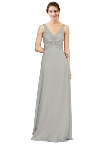 Sleeveless Sweetheart Soft Chiffon Silver Long Bridesmaid Dress Cardiff