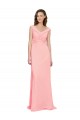 Sleeveless V-Neck Soft Chiffon Salmon Long Bridesmaid Dress Cardiff