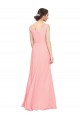 Sleeveless V-Neck Soft Chiffon Salmon Long Bridesmaid Dress Cardiff