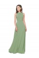 Sleeveless High Neck Soft Chiffon Seagrass Long Bridesmaid Dress Cardiff