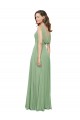 Sleeveless High Neck Soft Chiffon Seagrass Long Bridesmaid Dress Cardiff