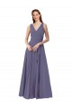 Sleeveless V-Neck Soft Chiffon Silver Stone Long Bridesmaid Dress Cardiff