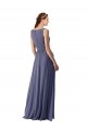 Sleeveless V-Neck Soft Chiffon Silver Stone Long Bridesmaid Dress Cardiff