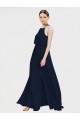 Sleeveless Halter Neck Chiffon Dark Navy Long Floor Length Formal Dress / Bridesmaid Dress Cardiff