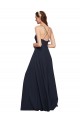 Sleeveless V-Neck Soft Chiffon Dark Navy Long Bridesmaid Dresses Cardiff