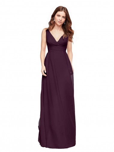 Sleeveless V-Neck Chiffon Grape Long Evening Gowns / Bridesmaid Dresses Cardiff