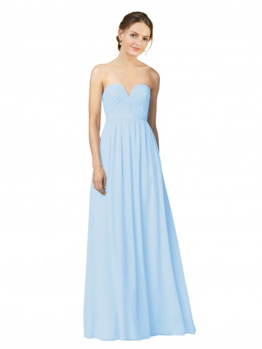 Sleeveless Strapless Soft Chiffon Light Sky Blue Long Formal Dress / Bridesmaid Dress Cardiff