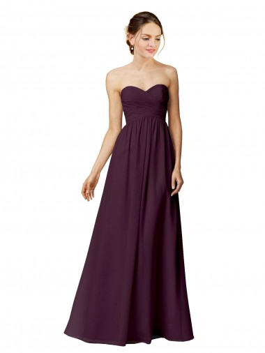 Sleeveless Strapless Chiffon Grape Long Bridesmaid Dress / Evening Dress Cardiff