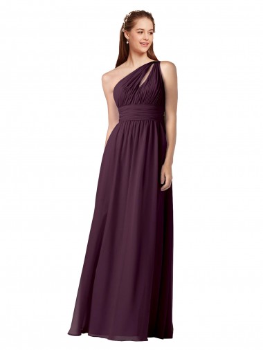 Sleeveless One Shoulder Chiffon Grape Long Floor Length Bridesmaid Dress Cardiff