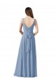 Sleeveless V-Neck Chiffon Dusty Blue Long Wedding Party Dress Cardiff