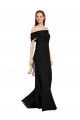 Sleeveless Off the Shoulder Soft Chiffon Black Long Prom Dress / Bridesmaid Dress Cardiff