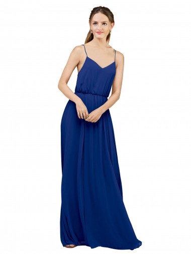 Sleeveless Sweetheart Chiffon Royal Blue Long Bridesmaid Dress / Evening Dress Cardiff