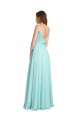 Sleeveless V-Neck Soft Chiffon & Satin Waterfall Long Bridesmaid Dress Cardiff