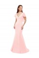 Flutter Sleeves V-Neck Soft Chiffon Pink Long Bridesmaid Dress Cardiff