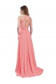 Sleeveless Halter Neck Chiffon Watermelon Long Bridesmaid Dress / Evening Dress Cardiff