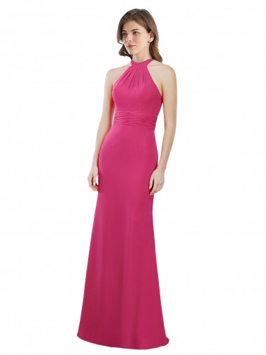 Sleeveless High Neck Soft Chiffon Ruby Long Bridesmaid Dress Cardiff