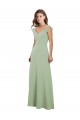 Cap Sleeves Sweetheart Soft Chiffon Smoke Green Long Bridesmaid Dress / Formal Dress Cardiff