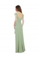 Cap Sleeves Sweetheart Soft Chiffon Smoke Green Long Bridesmaid Dress / Formal Dress Cardiff