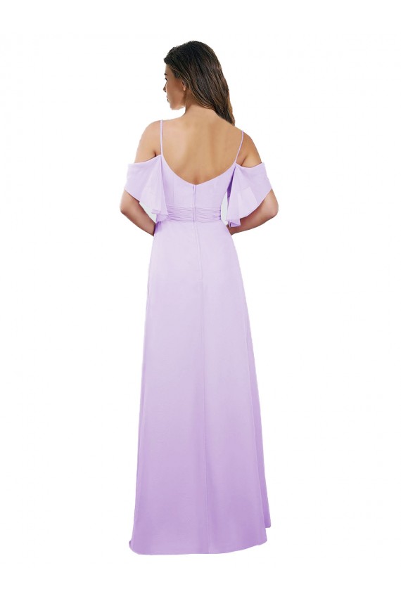 Cold Shoulder Sweetheart Soft Chiffon Lilac Long Formal Dress / Bridesmaid Dress Cardiff