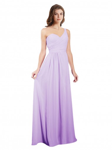 Sleeveless One Shoulder Chiffon Lilac Long Bridesmaid Dress / Evening Dress Cardiff