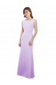 Cap Sleeves Round Neck Soft Chiffon Lilac Long Bridesmaid Dress Cardiff