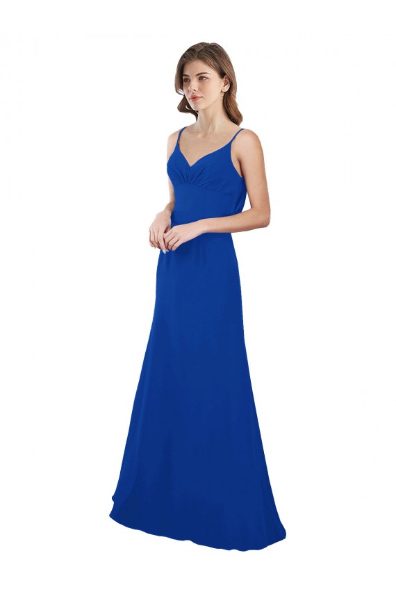 Sleeveless Sweetheart Soft Chiffon Royal Blue Long Evening Dress / Bridesmaid Dress Cardiff