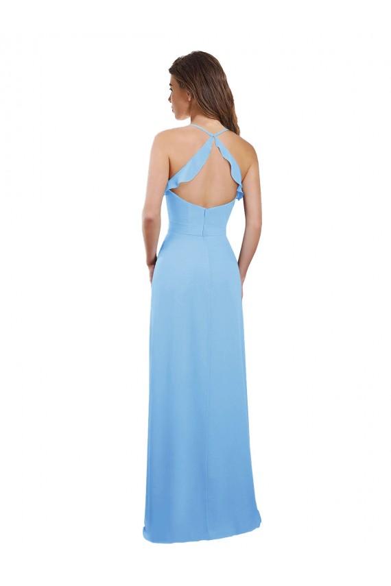 Sleeveless Sweetheart Soft Chiffon Periwinkle Long Bridesmaid Dress Cardiff