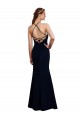 Sleeveless Halter Neck Soft Chiffon Dark Navy Long Bridesmaid Dress Cardiff