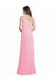 Sleeveless One Shoulder Chiffon Barely Pink Long Bridesmaid Dress Cardiff