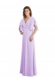 Split Sleeves V-Neck Soft Chiffon Lilac Long Bridesmaid Dress Cardiff